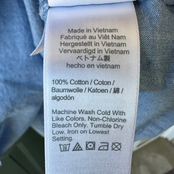 J. Crew Chambray Peasant Top S Puff Sleeve Tie Neck Blouse Cottagecore - Picture 5 of 7